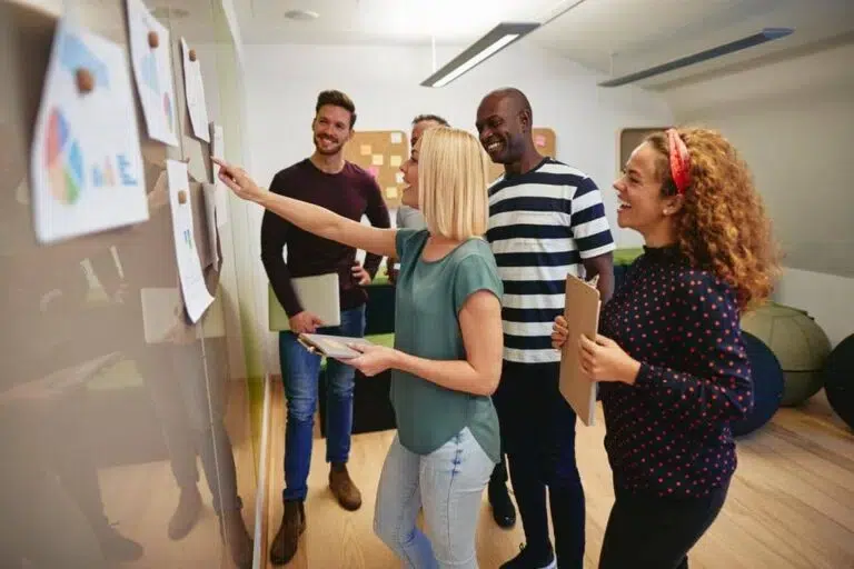 A small cross-functional team participating in Catalyst Coaching Cohorts™ for action-based learning and peer coaching.