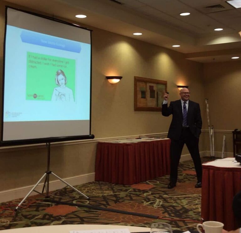 Kevin Sensenig delivering a Visionary Leadership presentation on inspiring passion and achieving extraordinary team goals.